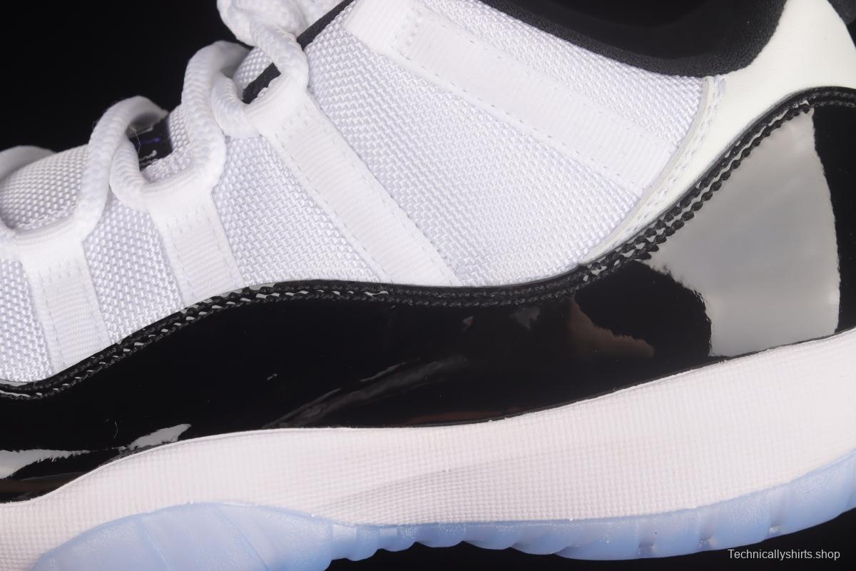 Air Jordan 11 Low Concord 1 Kang buckle white and black real standard real carbon low-top basketball shoes 528895-153