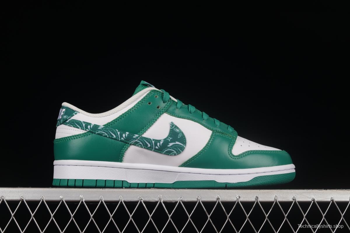 NIKE DUNK Low Green Paisley Cashew Flower White Green SB Buckle Shredded Backboard Fashion Casual Sneakers DH4401-102