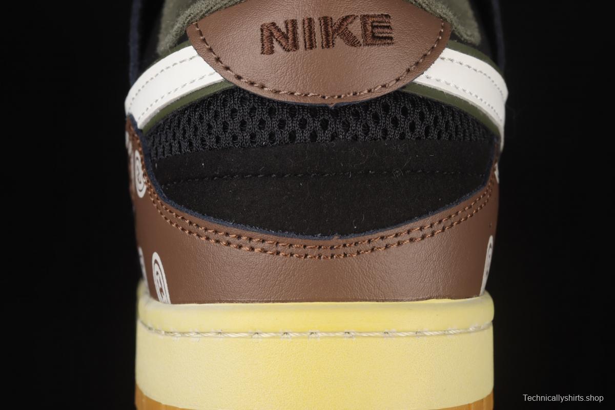 NIKE DUNK Scrap stitching and stitching low upper skateboard shoes dark brown DB0500-200