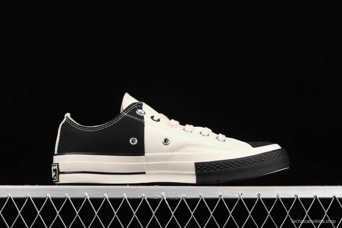 Converse Restructured Chuck 1970 White spliced black and white vulcanized low-top leisure sports shoes 168624C