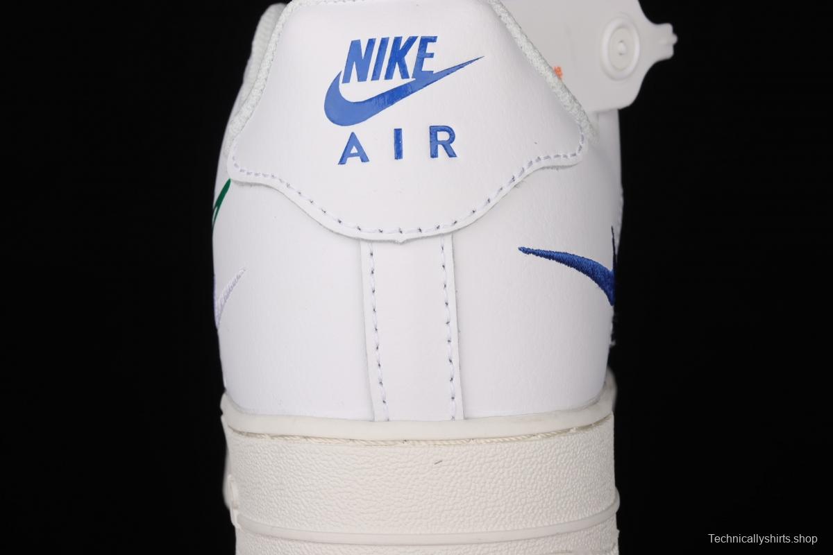 NIKE Air Force 1 Low Multi Swoosh all-white colorful low-top casual board shoes DM9096-101