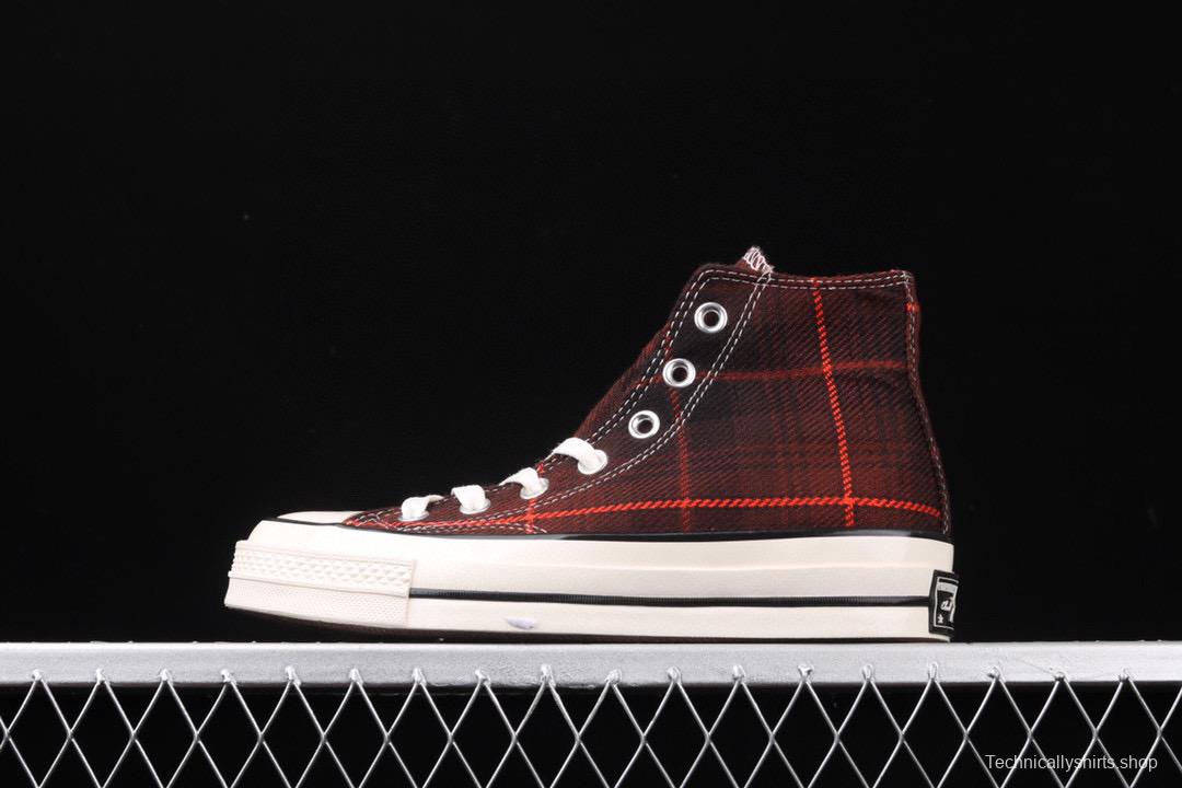 Converse 70s Plaid Scottish plaid fresh vintage casual board shoes 166496C