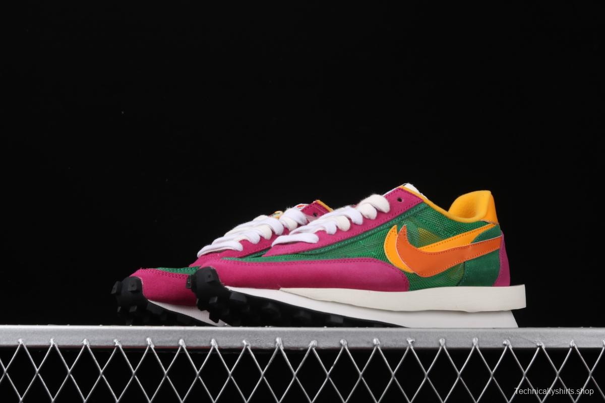 Sacai x NIKE LVD Waffle Daybreak co-signed catwalk style net gauze leather splicing double hook Swoosh running shoes BV0073-301