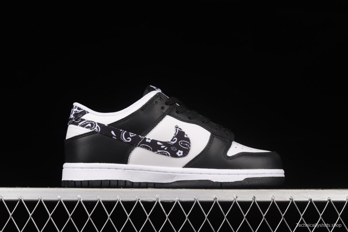 NIKE SB DUNK Low Black Paisley black and white cashew flower SB rebound fashion casual board shoes DH4401-100