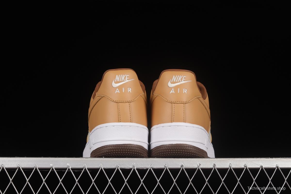 NIKE Air Force 1'07 Low milk tea brown canvas leather color matching low-top casual sneakers DJ6395-100