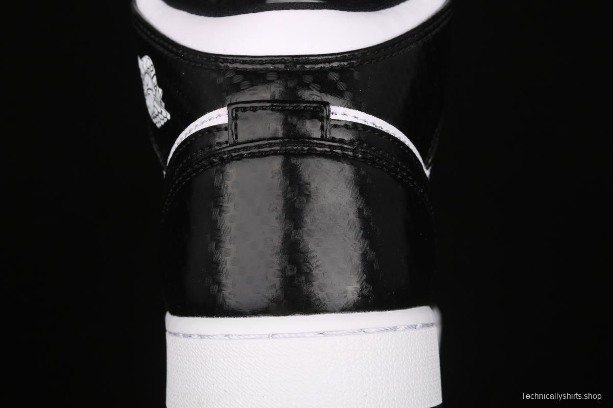 Air Jordan 1 Mid All-Star Bang all-Star black and white lacquered leather basketball shoes DD1649-001