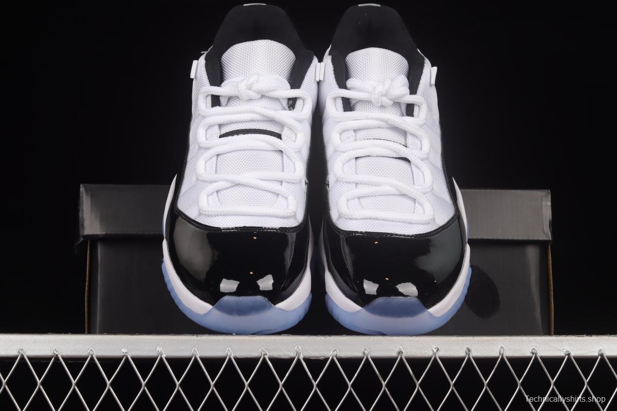 Air Jordan 11 Low Concord 1 Kang buckle white and black real standard real carbon low-top basketball shoes 528895-153