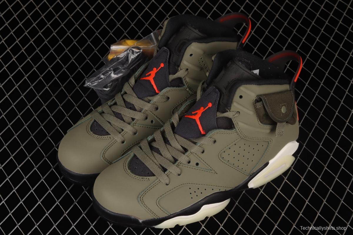 Travis Scott x Air Jordan 6 TS joint name Pocket Army Green Basketball shoes CN1084-200