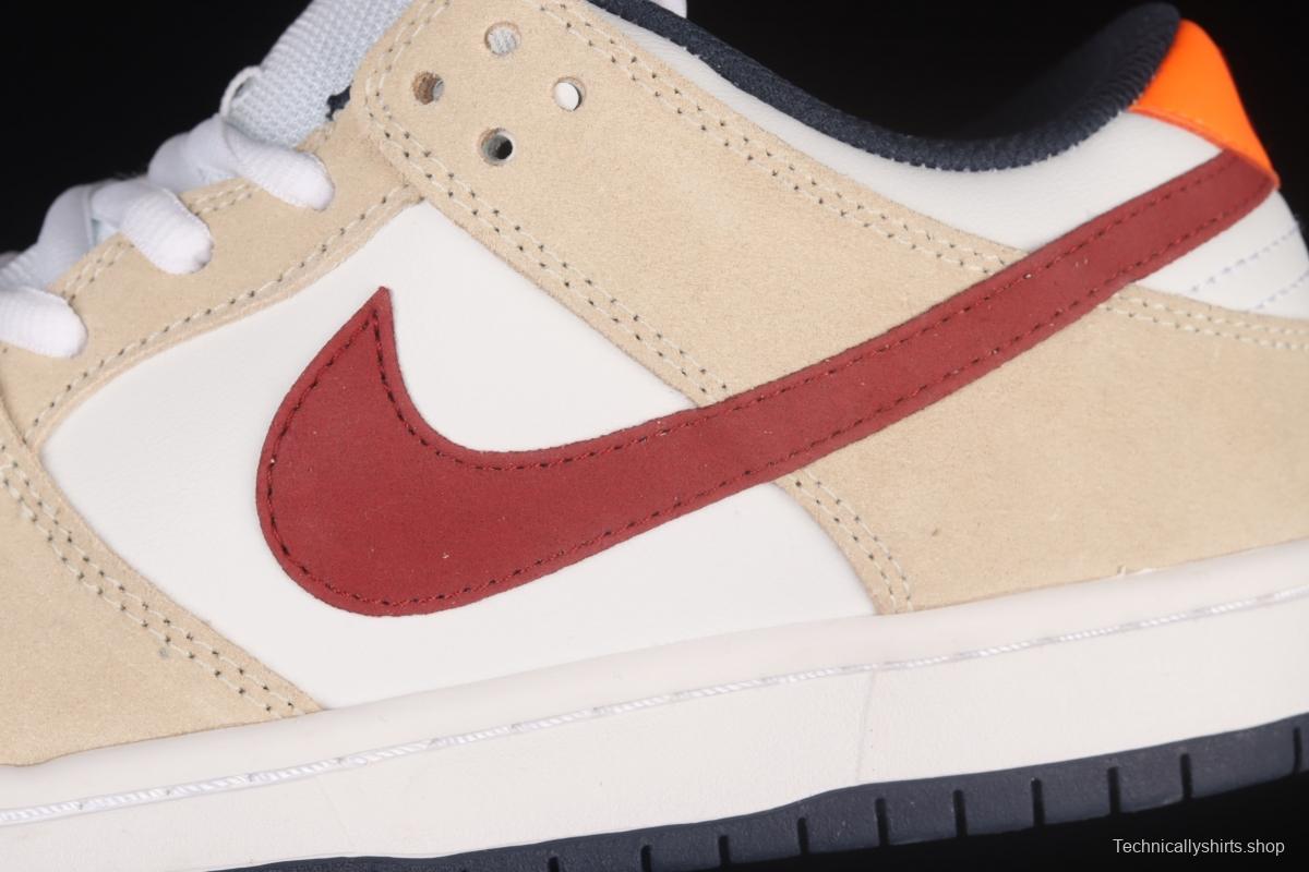 NIKE SB DUNK Low Pro beige red SB rebound fashion casual board shoes BQ6817-101,