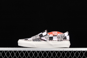 Vans Classic Slip-On MeAdidasow Patchwork series plaid splicing rag low-top casual board shoes VN0A33TB9FY