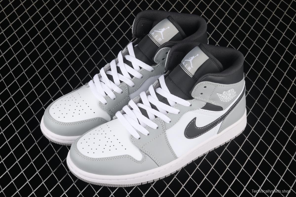 Air Jordan 1 Mid gray-white and black Dior Zhongbang casual board shoes 554724-078