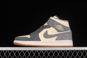 Air Jordan 1 Mid rice gray coconut milk mid-top basketball shoes DN4281-100