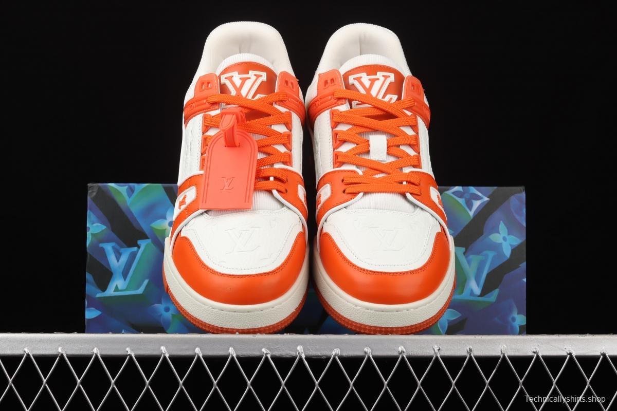 Authentic LV 2021ss early spring fashion catwalk sneakers 400N ORANGE White