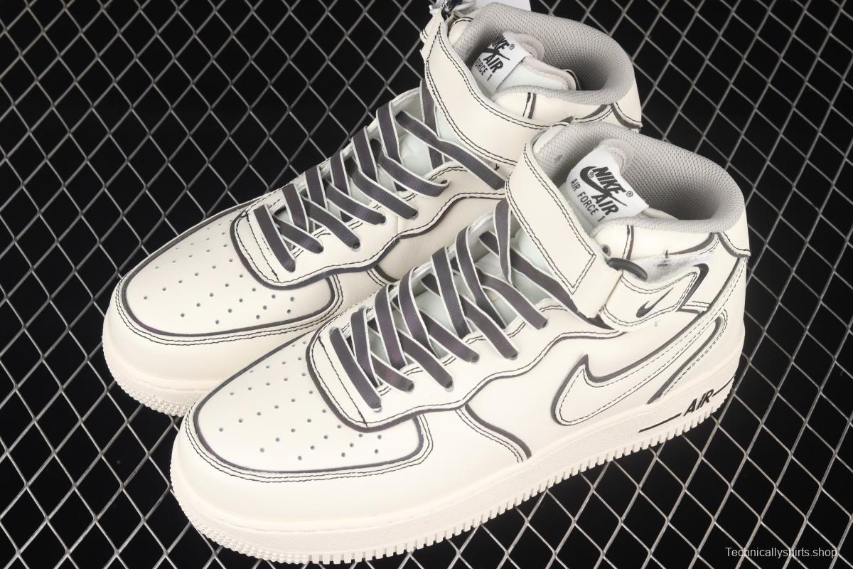 NIKE Air Force 1x 07 Mid laser rice white 3M reflective medium side leisure sports board shoes AQ2898-008