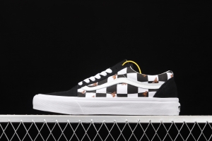 Vans Old Skool black and white chessboard check small bee classic series low upper board shoes VN0A3WKT9EH