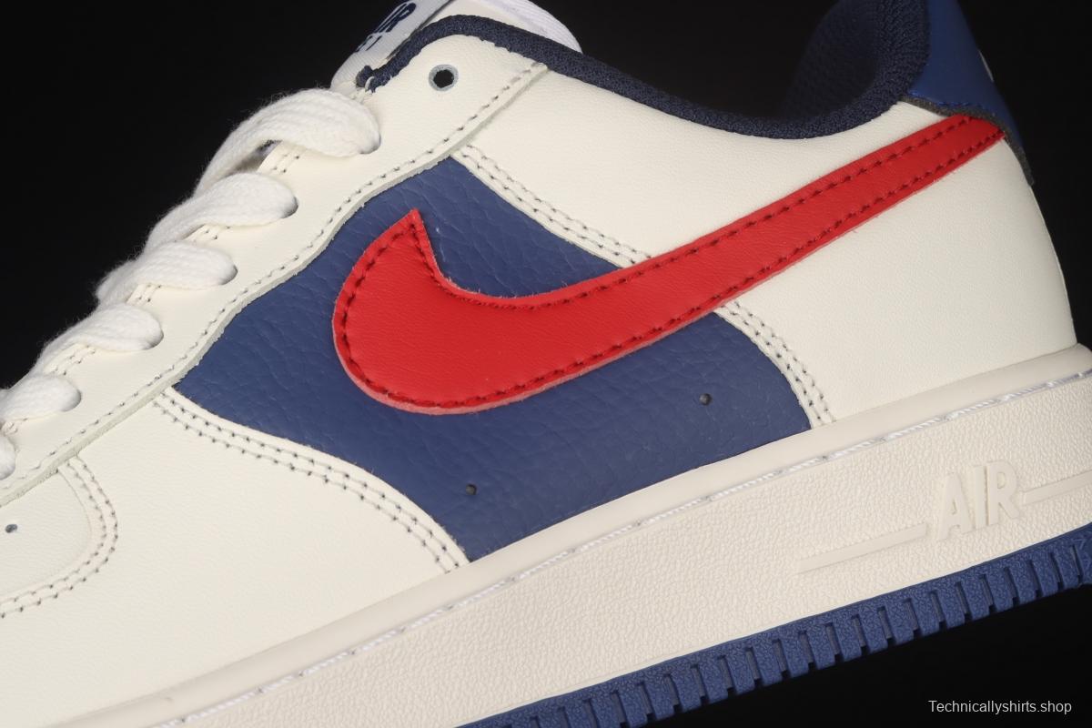 NIKE Air Force 1x07 Low white, blue and red stitching low-top casual board shoes CW2288-901