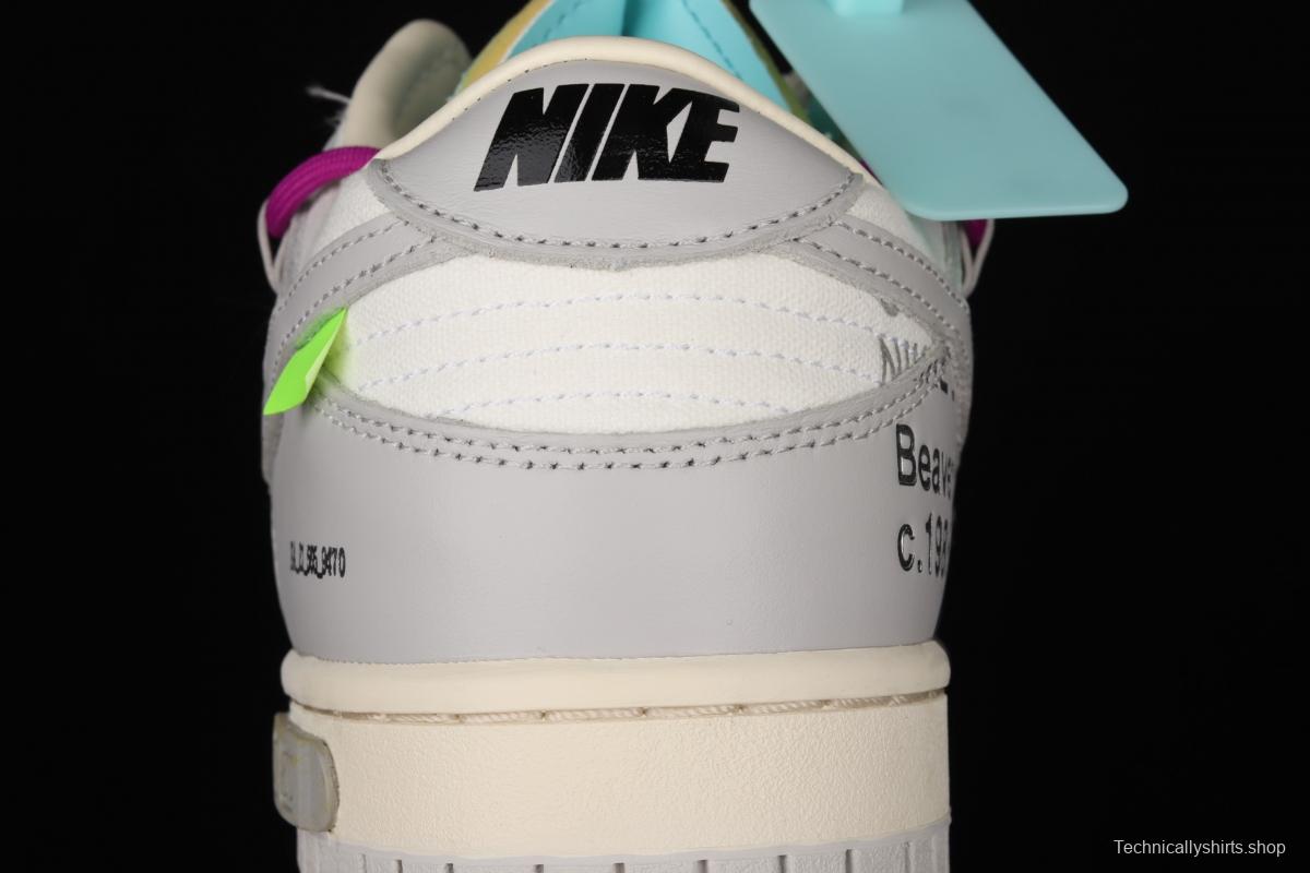 OFF-White x NIKE DUNK Low 04 of 50 OW white gray leisure sports skateboard shoes DM1602-100