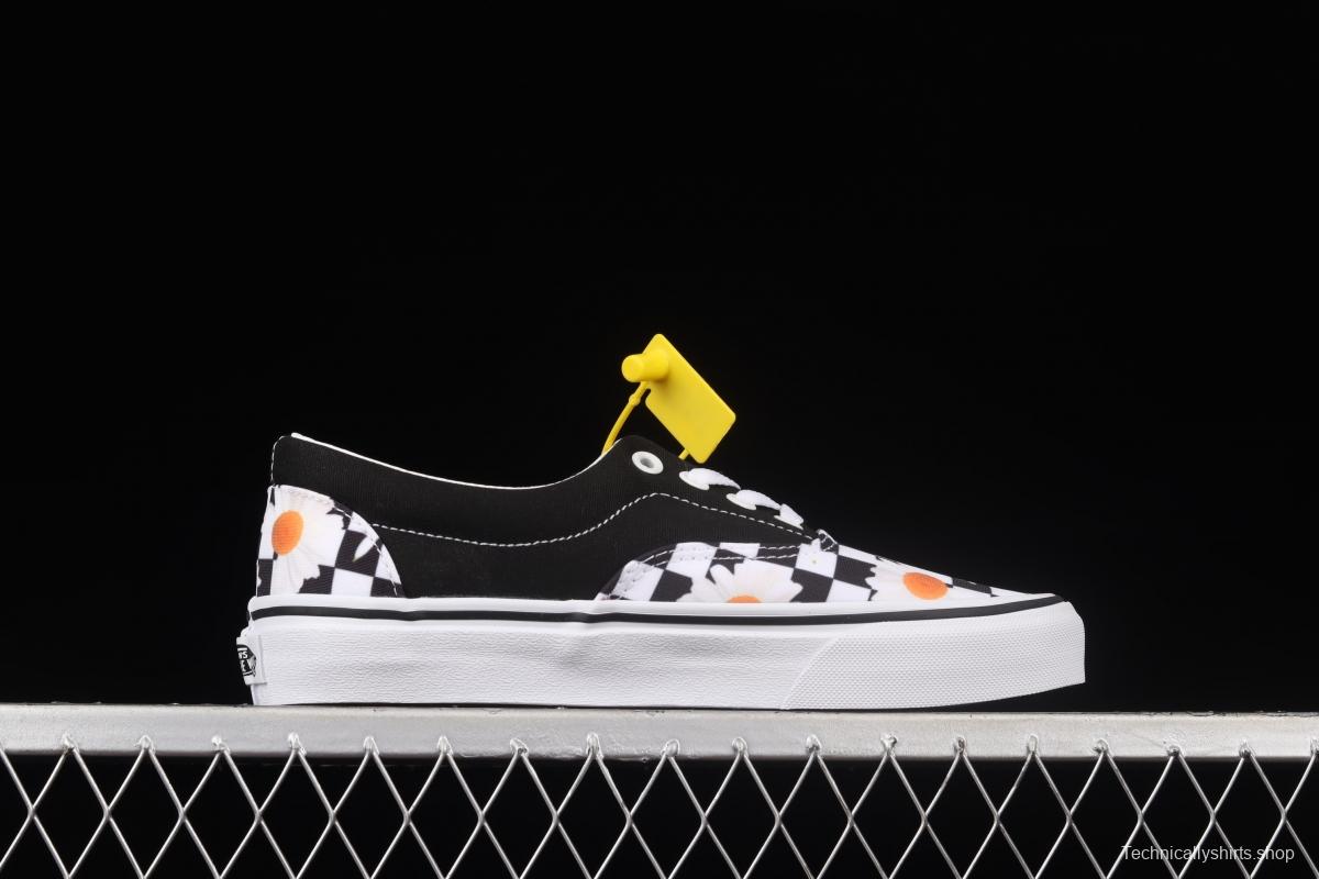 Vans Era black checkerboard daisies low upper canvas shoes VN0A5KX5B0B