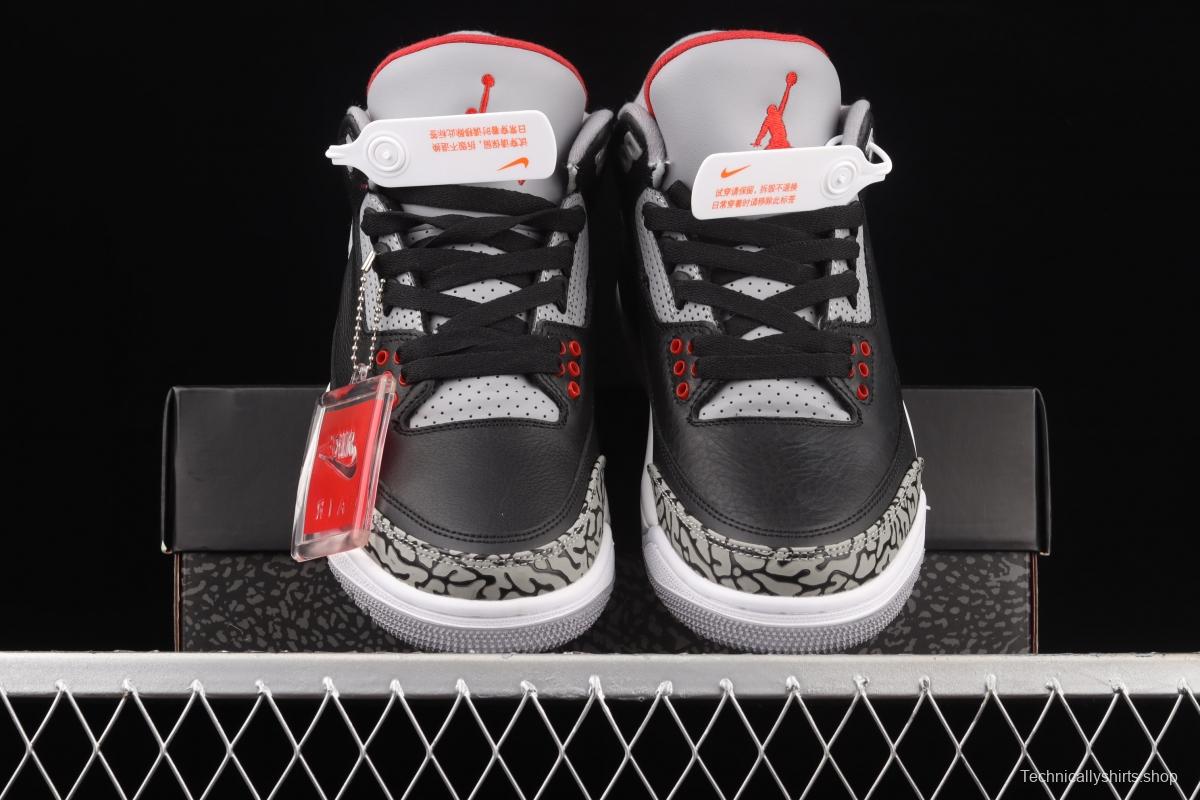 Air Jordan 3 Retro Black Cement (2018) AJ3 Joe 3 re-engraved black cement 854262-001