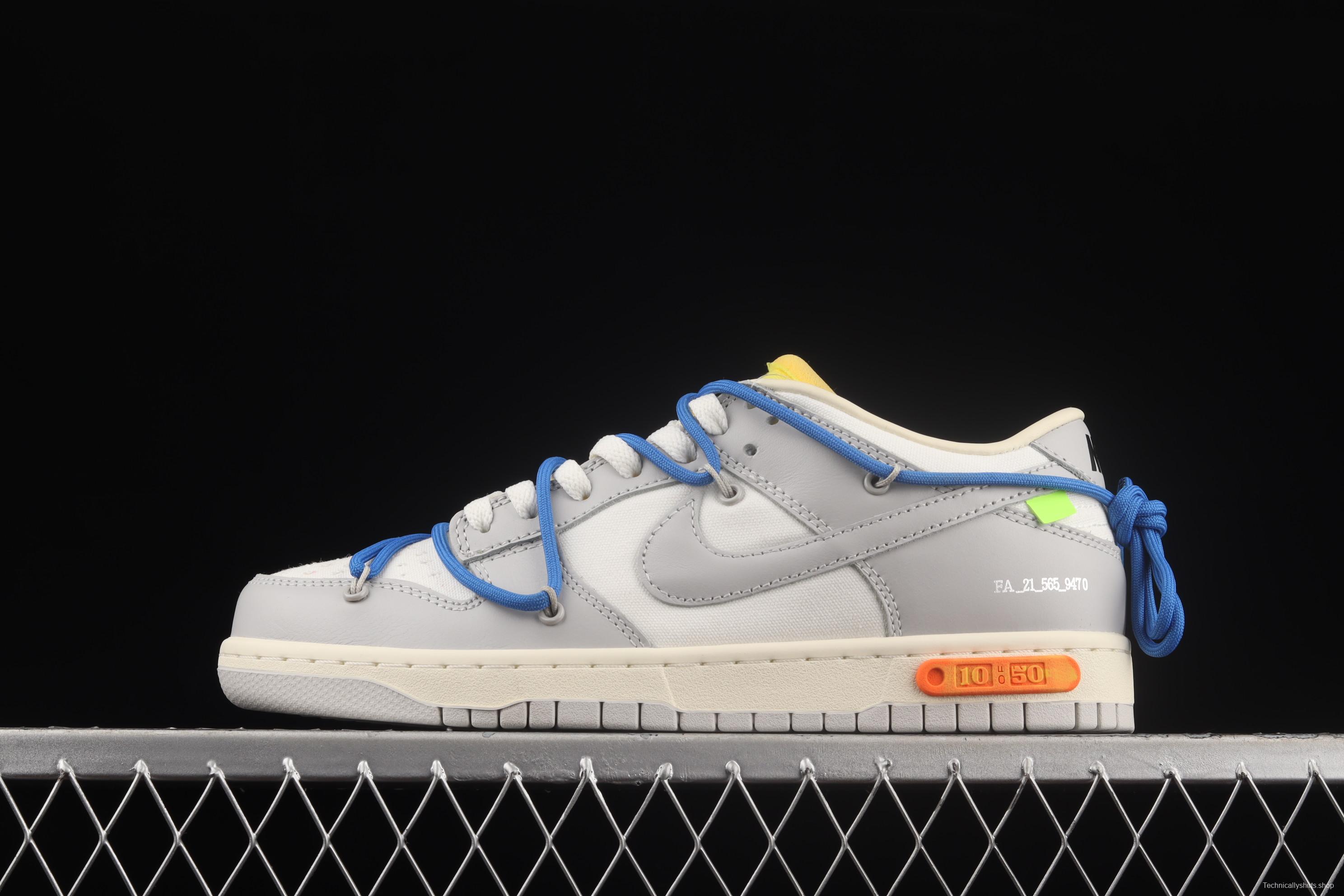 OFF-White x NIKE DUNK Low OW white gray leisure sports skateboard shoes DM1602-112