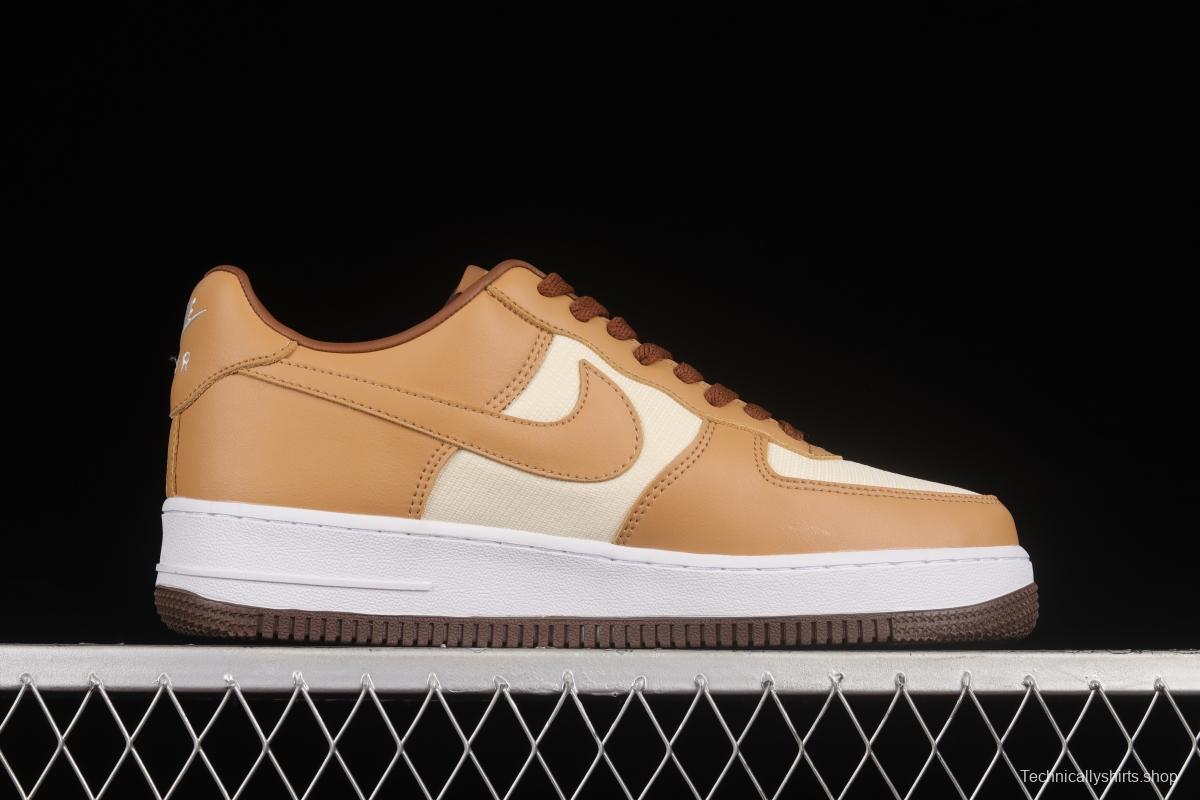 NIKE Air Force 1'07 Low milk tea brown canvas leather color matching low-top casual sneakers DJ6395-100