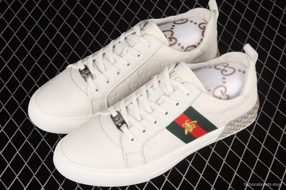 Gucci Ace White embroidered little bee board shoes