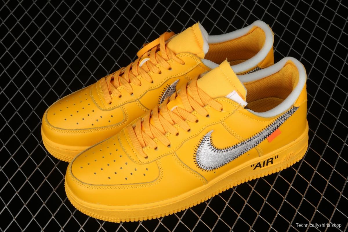 OFF-White x NIKE Air Force 1 x OFF White University Gold co-branded gold and silver hook low-top casual board shoes DD1876-700