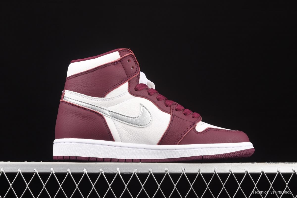 Air Jordan 1 Retro High OG Bordeaux Bordeaux burgundy high top basketball shoes 555088-611