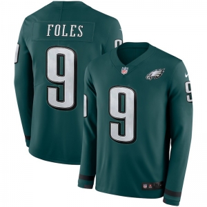 Men's Nick Foles Green Therma Long Sleeve Player Limited Team Jersey