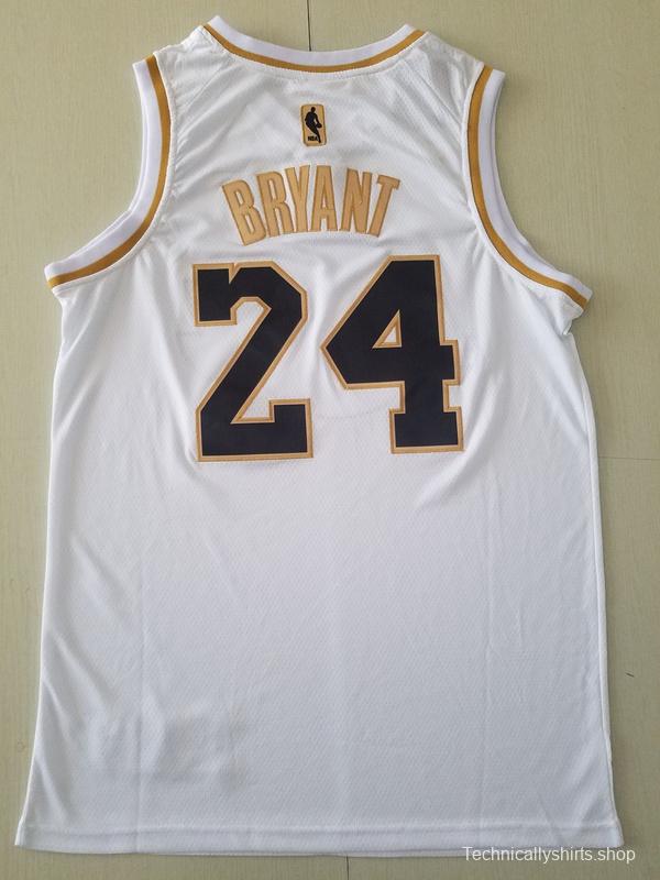 Kobe Bryant 24 White Golden Edition Jersey