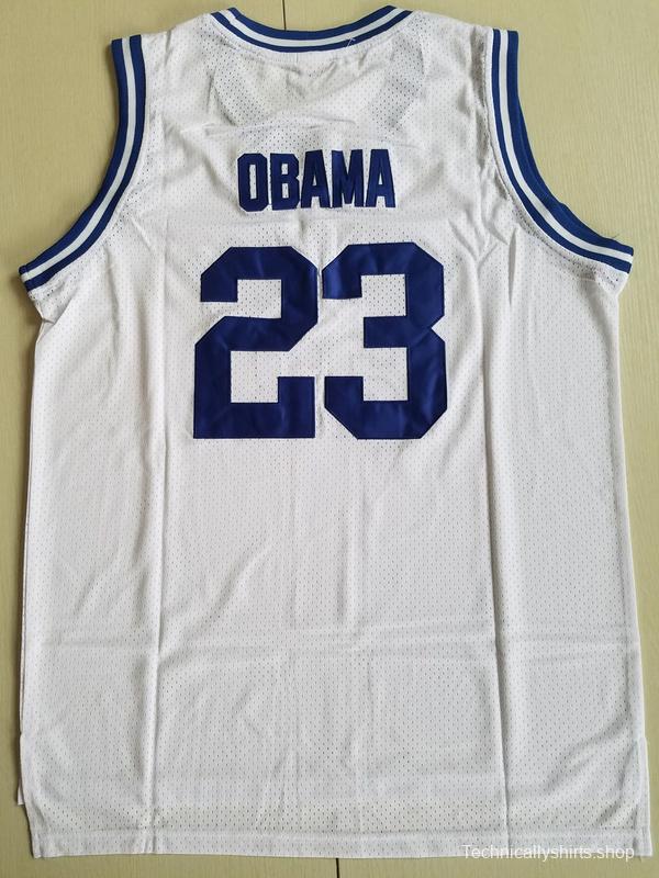 EJ Barack Obama 23 Punahou High White Basketbal Jersey