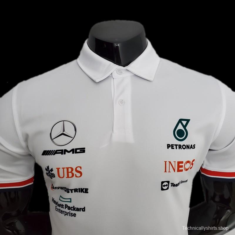 F1 Formula One 2022 Racing Suit Mercedes Polo White 