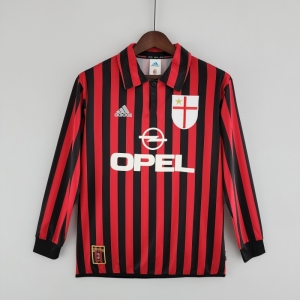 Retro Long Sleeve 99/00 AC Milan Home Soccer Jersey