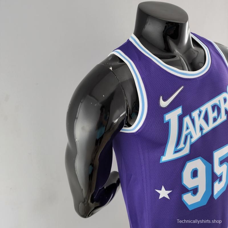 2022 75th Anniversary TOSCANO #95 Los Angeles Lakers City Edition Purple NBA Jersey