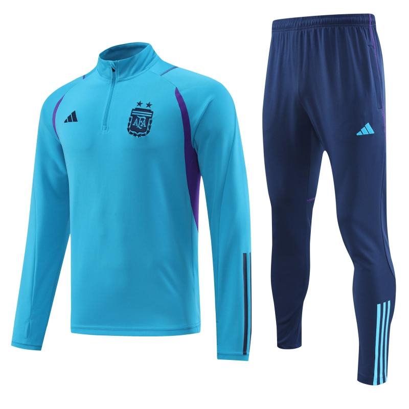 2022 Argentina Blue Half Zipper Tracksuit