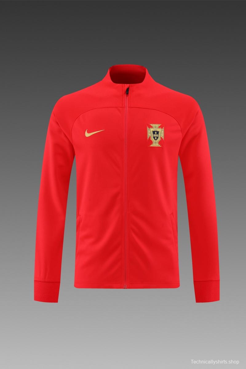 2022 Portugal Red Full Zipper Tracksuit