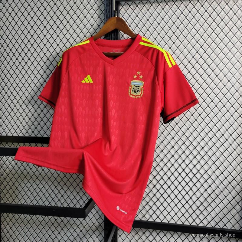 3 Star 2023  Argentina Red Goalkeeper Jersey