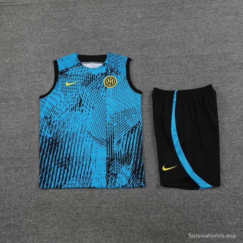 23-24 Inter Milan Blue Vest Jersey+Shorts