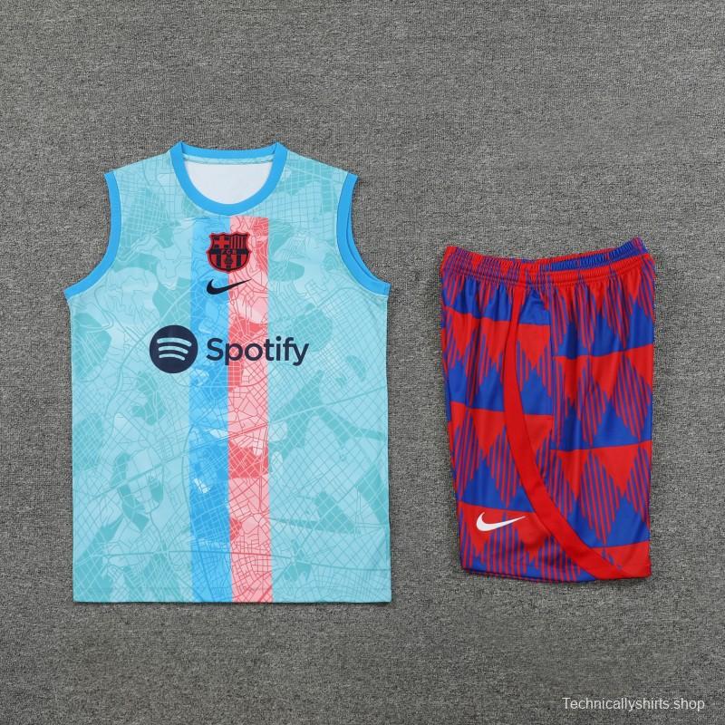 23-24  Barcelona Sky Blue Vest Jersey+Shorts