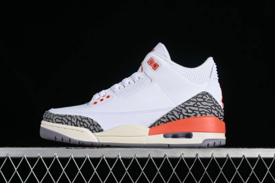 Nike Air Jordan 3 Retro Sneakers in White and Peach Orange - CK9246-121