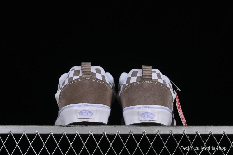 Vans Classics Knu Skool Retro Chunky Sneakers in Light Brown/Lilac Checkerboard - VN0009QC0AK