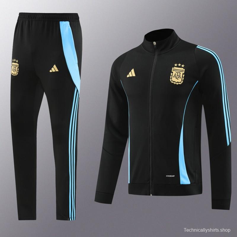 2024 Argentina Black Full Zipper Jacket +Long Pants