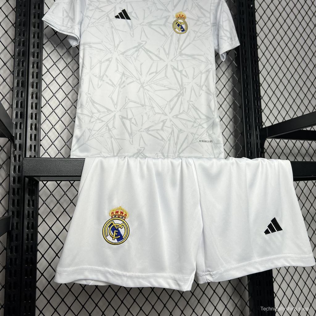 24/25 Kids Real Madrid White Pre-match Training Jersey