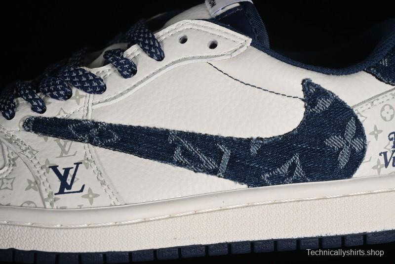 Nike Air Jordan 1 Low OG SP Travis Scott x Fragment Design Retro Sneakers with Reverse Swoosh - SJ2068-004