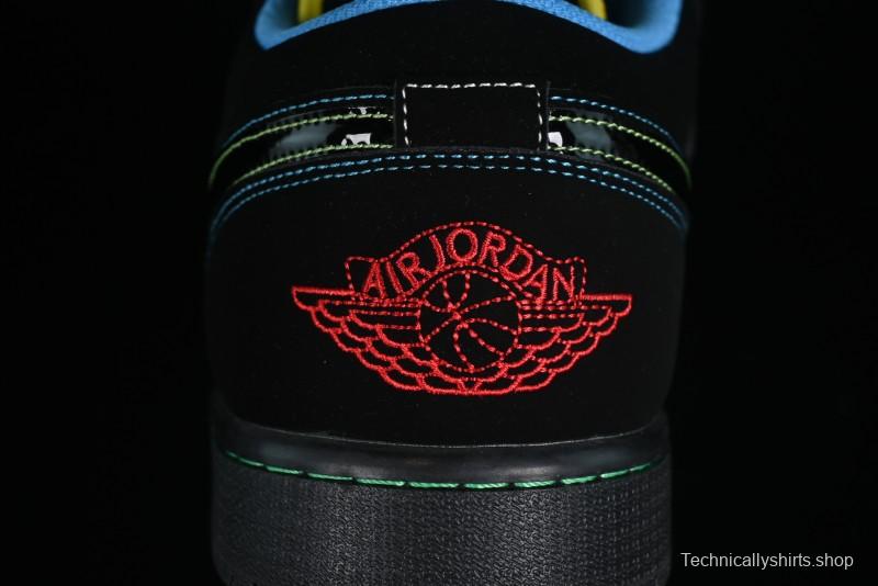 Nike Air Jordan 1 Low AJ1 Black Green Low Top Lifestyle Basketball Shoes - 338145-003