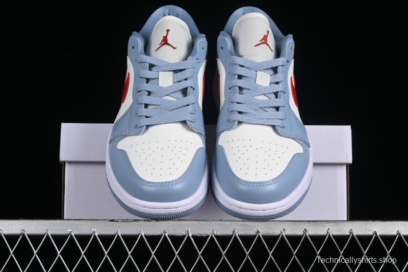 Nike Air Jordan 1 Low AJ1 White Blue Red Toe Casual Sneakers - DC0774-164