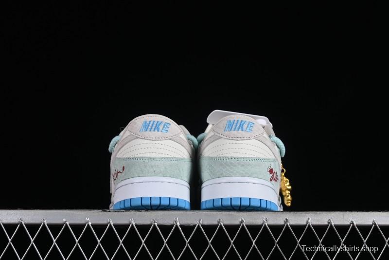 Nike SB Dunk Low Year of the Dragon Limited Edition - Gray Hook Dragon Soaring High Anniversary Premium Custom Low-Top Casual Skate Shoes - SJ2068-230