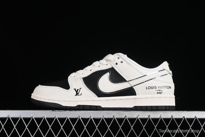 Nike SB Dunk Low LV Collaboration - Elegant Black White Night Light Anniversary High-End Custom Low-Top Casual Sneakers BB8766-208