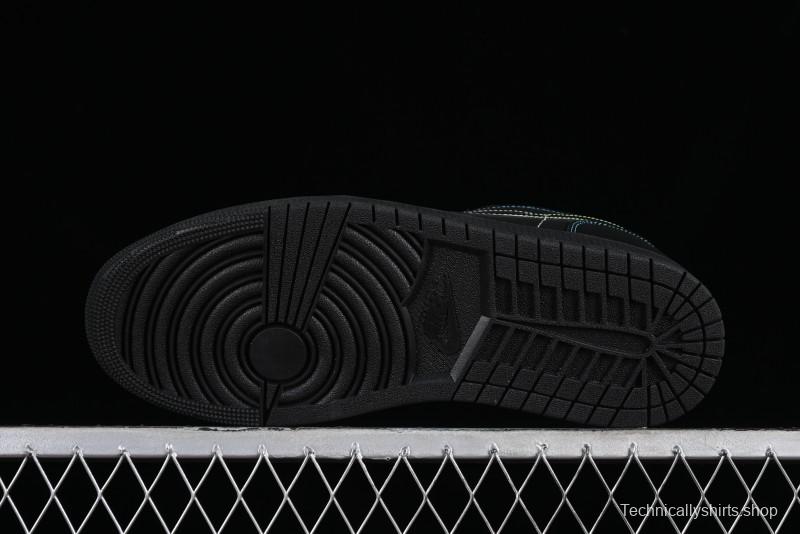 Nike Air Jordan 1 Low AJ1 Black Green Low Top Lifestyle Basketball Shoes - 338145-003