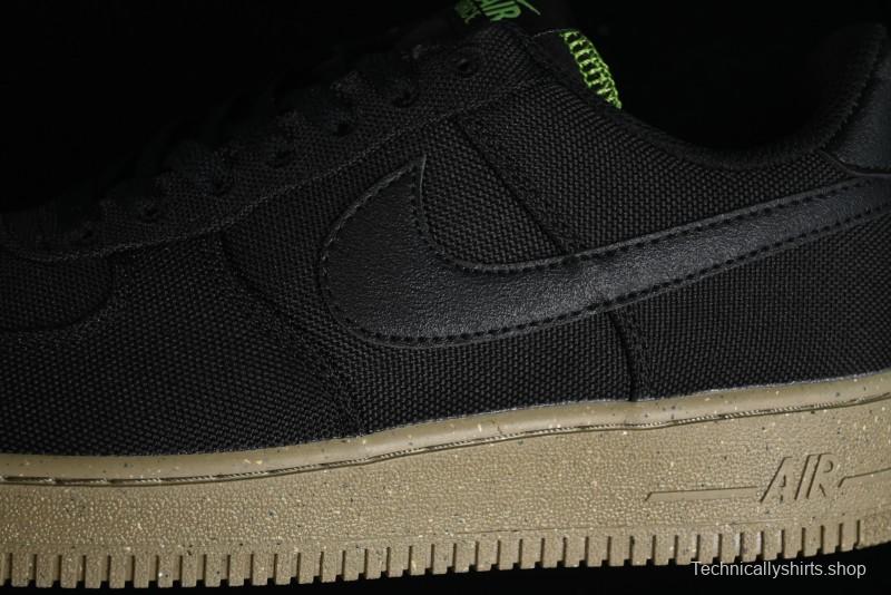 Nike Air Force 1 '07 Low Black Green Canvas Casual Sneakers - FJ4160-001